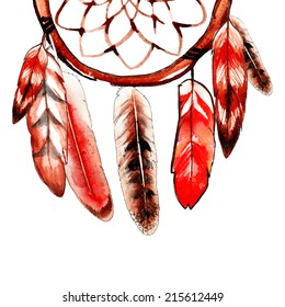 Watercolor background dream catcher, vector