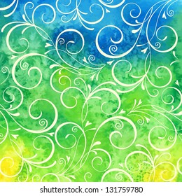 Watercolor background. Floral pattern.