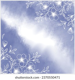 watercolor background with floral white outline