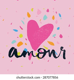 Watercolor background. Flowers. Hand lettering. Love.