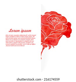 Watercolor background of flowers rose 