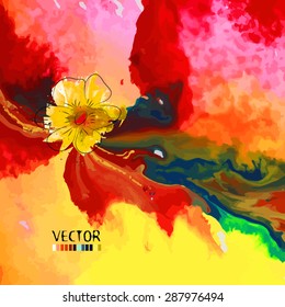 watercolor background with flowers. Vector