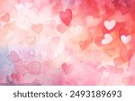A watercolor background with hearts on it vector illustration. Blend of emotions and creativity Valentine Day abstract background, delightful piece of artwork that captures the essence of love and art