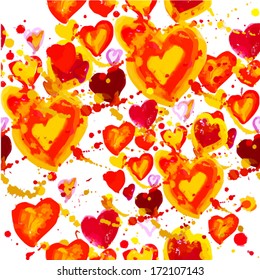 watercolor background with hearts seamless. Vector