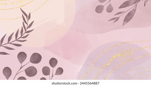 Watercolor background with leaves vector design in eps 10