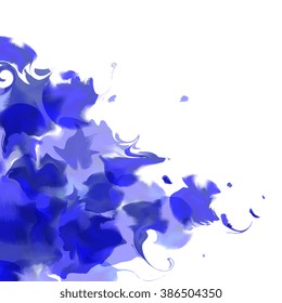 Watercolor background with marble effect cover, petal, smoke, steam. Colourful template. Blank place for your text and web design. Vector