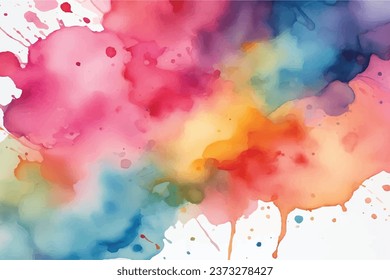 Watercolor background. Multicolor watercolor splash. Abstract multicolored watercolor stain background color pink turquoise yellow. Beautiful wallpaper HD splash watercolor multicolor.