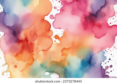 Watercolor background. Multicolor watercolor splash. Abstract multicolored watercolor stain background color pink turquoise yellow. Beautiful wallpaper HD splash watercolor multicolor.