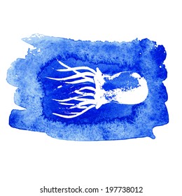 Watercolor background with octopus. Vector. Can be used for wallpaper, background, surface textures, pattern fills, pack, web page.