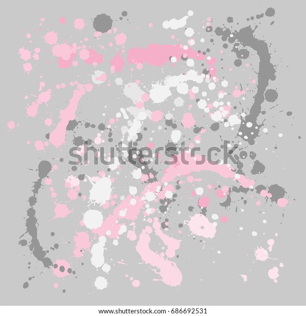 Watercolor Background Pink Grey Paint Splashes Stock