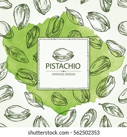 Watercolor background with pistachio. Hand drawn