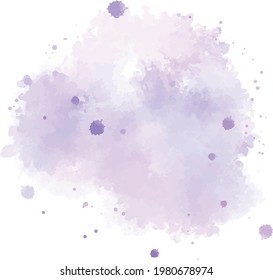 Watercolor Background in Purple Lilac Color with Spalsh Splash