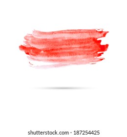 Watercolor background with red paint. 