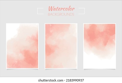 Watercolor background.  Red pink pastel invitation card template. Colorful backdrop collection with copy space for lettering. Floating frame, box. Vector illustration.
