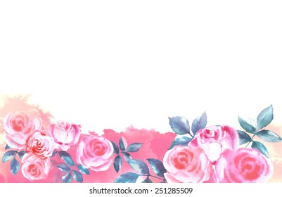 watercolor background with roses
