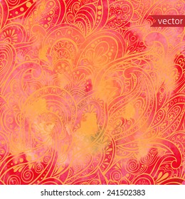 watercolor background with seamless paisley pattern