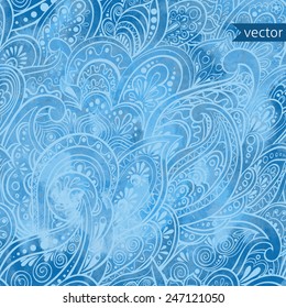 watercolor background with seamless paisley pattern