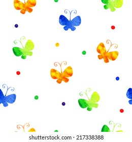 Watercolor background. Seamless Vector Polka dot. Watercolor stains. Can be used for wallpaper, background, surface textures, pattern fills, pack, web page.