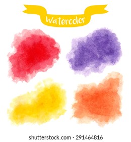 Conjunto de fundo em aquarela. Coleção de elementos pintados à mão. Ilustração vetorial.