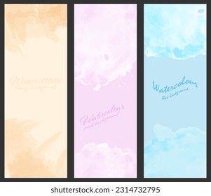 Watercolor background. A set of layouts for the design of postcards, invitations, covers, posters, flyers, posters and creative creative design
