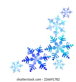 Watercolor background with snowflakes. Vector 