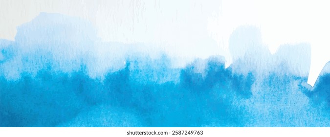 Watercolor background with a soft blue background, featuring a textured, artistic style. The background blends blue and white hues. Minimal watercolor paint texture background vector