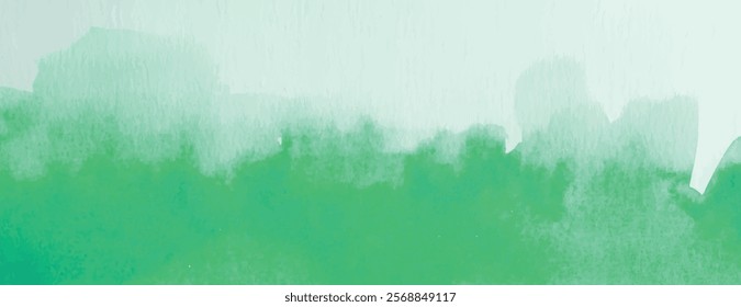 Watercolor background with a soft green background, featuring a textured, gradient style. Green hues blend smoothly in the background. Minimal watercolor paint texture background vector