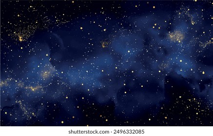 watercolor background space, night sky with stars	
