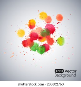 Watercolor background with spallers paint. Vector illustration