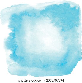 Watercolor background stain. Splash of blue paint for decoration, design, wedding invitation, banner, booklet. Aquarelle abstract splash blotch