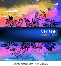 watercolor background with a strip for the text