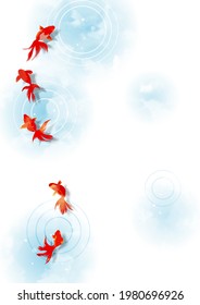 Watercolor Background Summer Frame with Flowing Water Crests