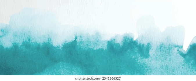 Watercolor background, teal and white background, textured background with soft teal and white gradient, artistic and serene. Minimal watercolor paint texture background vector