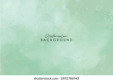 Watercolor Background. Template and texture for graphics. Green and mint colors. Pastel and delicate. Paint splash. Brush stroke. Copy free space.