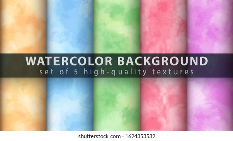 Watercolor background texture five set