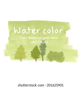 watercolor background of tree and green