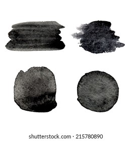 Watercolor background. Vector. Black Bubbles.