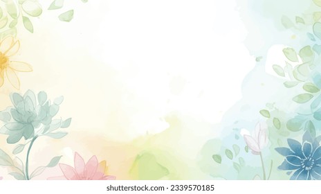 Watercolor background vector. Hand painted watercolor and gold brush texture, Flower and botanical leaves hand drawing. Abstract art design for wallpaper, wall arts, cover, wedding and invite card.