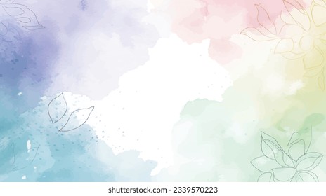 Vector de fondo de color de agua. Color de agua pintado a mano y textura de brote dorado, Dibujo manual de hojas florales y botánicas. Resumen de diseño artístico para tapicería, artes murales, portada, bodas y tarjetas de invitación.