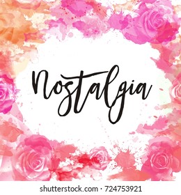 Watercolor background vector, Nostalgia typography poster 