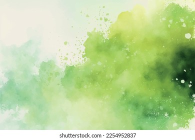 Fondo de color de agua. Textura vectorial, tonos verdes. Perfecto para telón de fondo tropical u otra creación natural. Plantilla para gráfico. Colores de menta. Pastel y delicado. Pintar salpicadura. Toco de pincel.