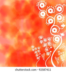 Watercolor background vector with white floral elements