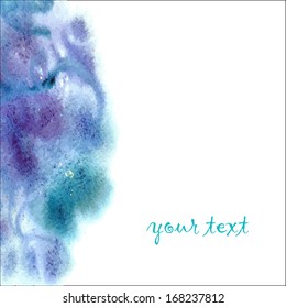 Watercolor background. Watercolors colors on wet paper. Watercolor composition for scrapbook elements. Hipster theme. Design template.Vector illustration