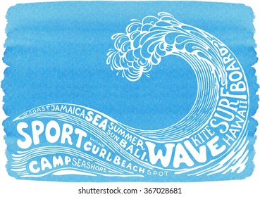 watercolor background with wave