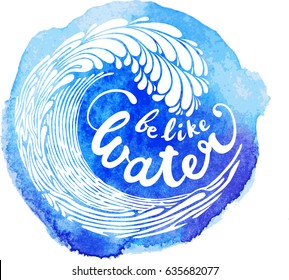 Watercolor background with wave