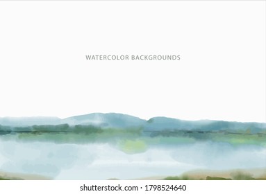 watercolor background, wide green forest