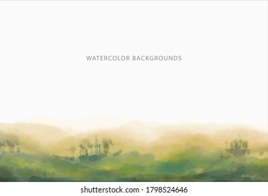 watercolor background, wide green forest