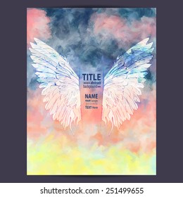 Watercolor background with wings. Poster templates for festive events, flyers and placards.