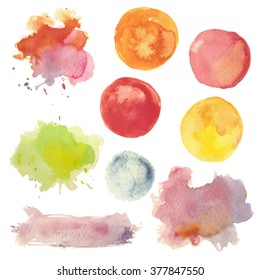 Watercolor backgrounds set. Vector illustration.