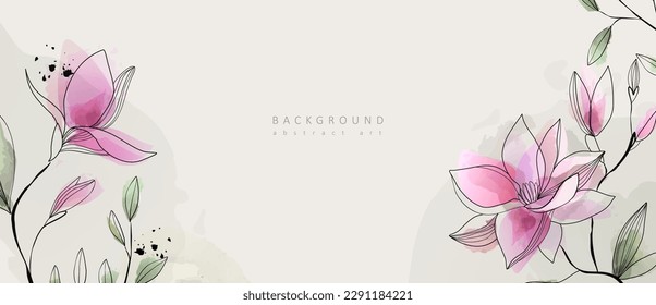 Subterráneo acuarela con flores y hojas. Follaje floral para invitación de boda, arte mural o plantilla de tarjeta. Ilustración vectorial. Moderno estilo rústico de lujo